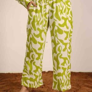 Rose & Olive Green and Cream Floral Pants